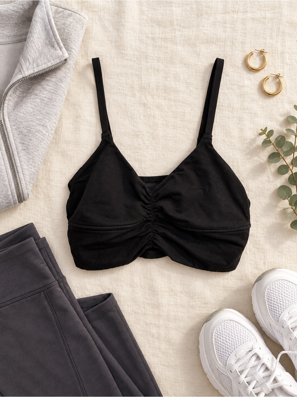 Colsie Black Ruched Sports Bralette